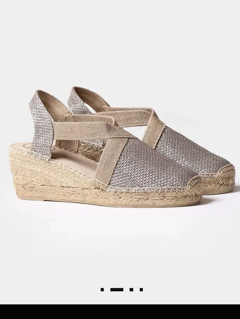Toni Pons Orgins Triton Espadrille Silver Jute Cotton Wedge Vegan Hand Sewn 41